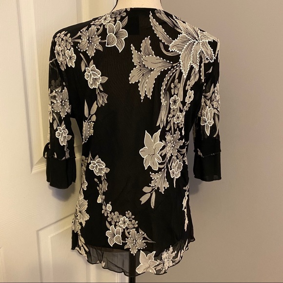 APPOINTMENTS Floral Embellished Semi-Sheer Top - Picture 10 of 11